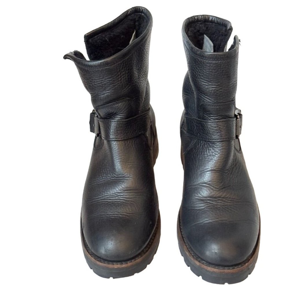 Frye Black Leather Buckle Ankle Boots - Picture 2 of 14